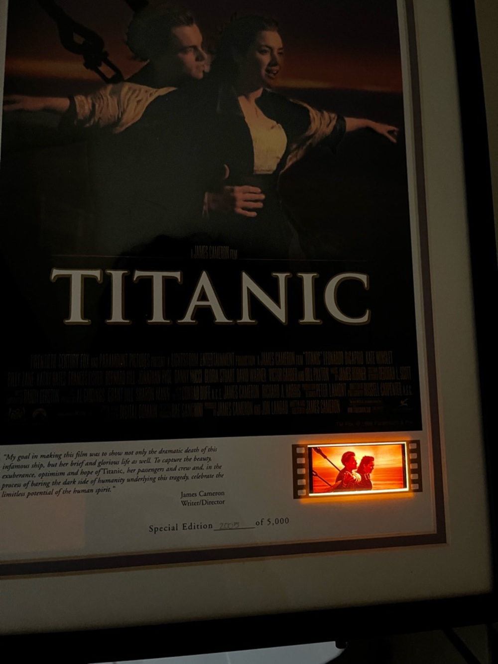 1998 TITANIC Limited Edition Light-Up Lithograph #2005/5000 | 35mm Film Cell - Picture 5 of 11